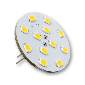 Megaled Lyspære G4 Rund 12LED Bunnkontakt Varmhvit 2W 12/24V